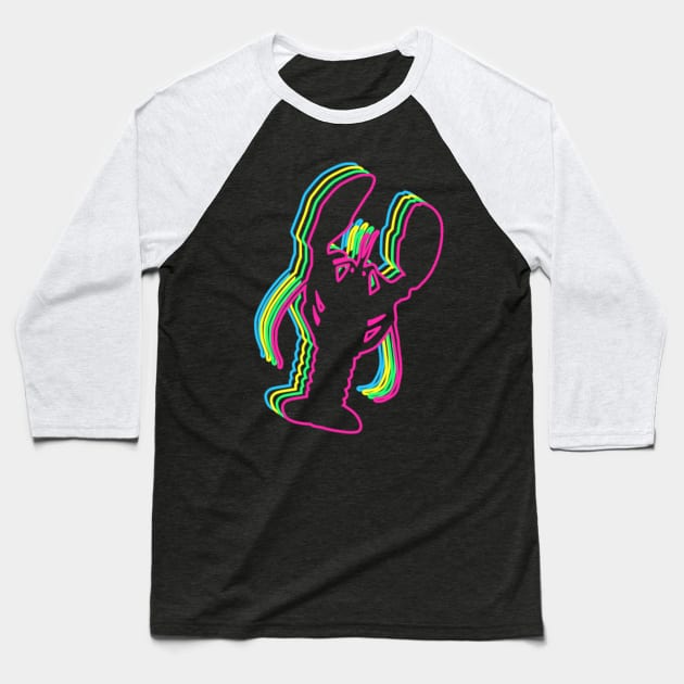 Lobster 80s Neon Baseball T-Shirt by Nerd_art